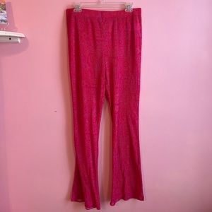 Urban Outfitters pink pattern flare pants, size L